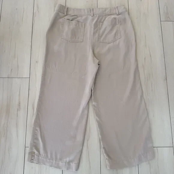 Talbots Flowy Wide Leg Ankle Pants Women’s 16P Beige - Picture 15 of 16